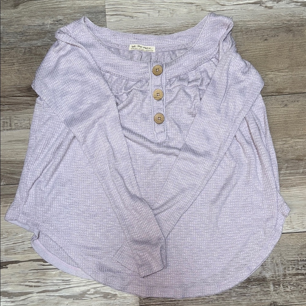 We The Free Lavender Button-Front Long Sleeve Thermal